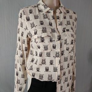 Anthropology Porridge long sleeve owl shirt